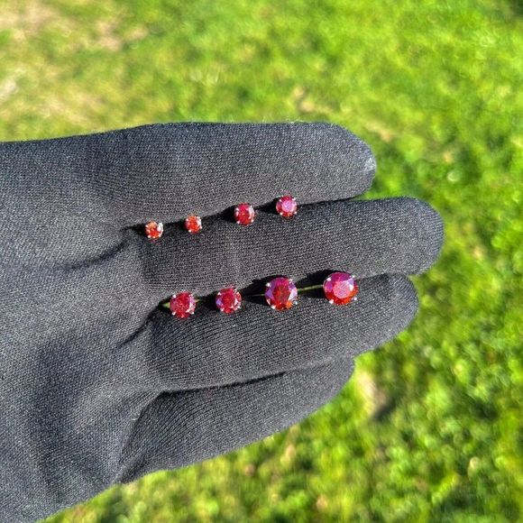 0.6ctw - 4.0ctw Garnet Moissanite Stud Push Back Earrings for Women 925 Silver - Picture 5 of 5